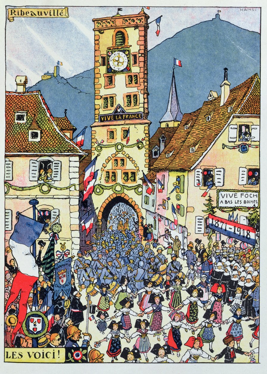 Franska truppers intåg i Ribeauville, Alsace av Jean Jacques Waltz