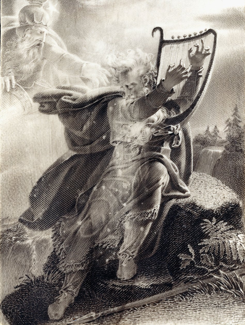 Ossian spelar harpa av Jean Jacques Casimir Karpff