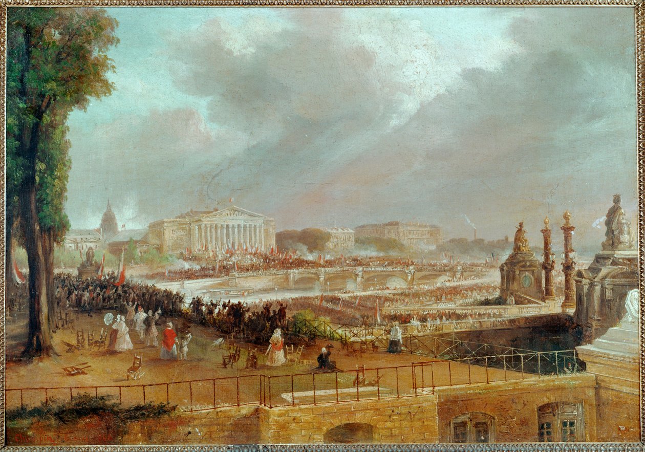 Andra franska republikens proklamation på Concordeplatsen ... (målning på duk) av Jean Jacques Champin