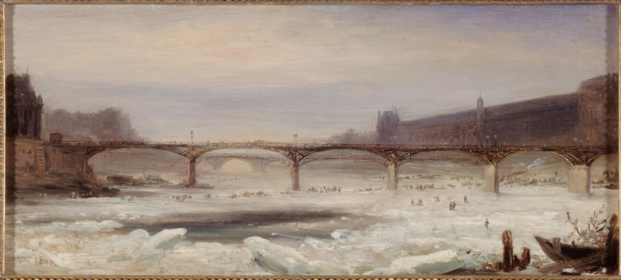 Seine och Pont des Arts, januari 1848 av Jean Jacques Champin