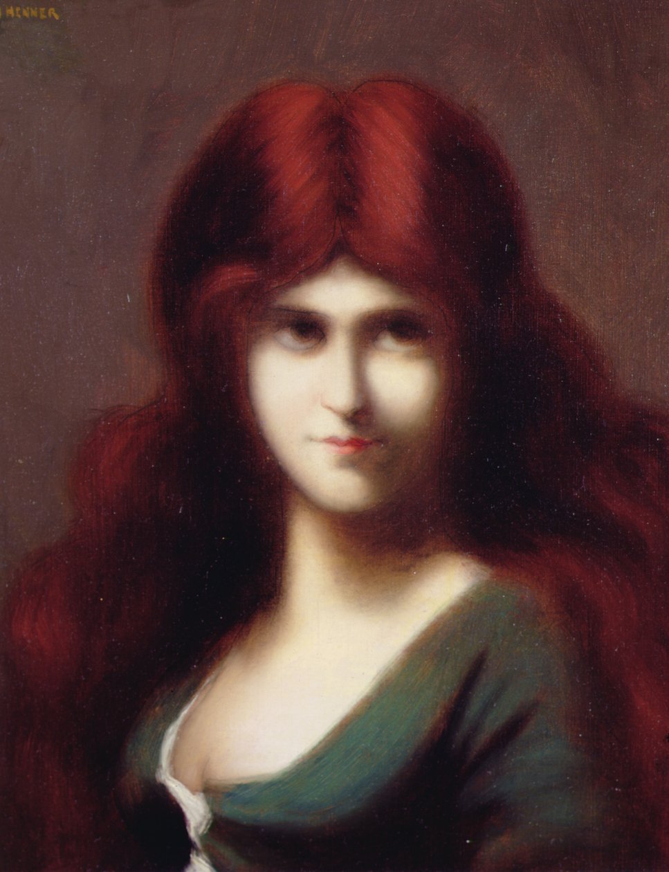 En rödhårig skönhet (olja på duk) av Jean Jacques Henner
