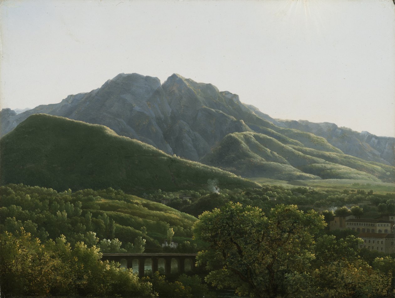 View of Bridge and the Town of Cava, Kingdom of Naples av Jean Joseph Xavier Bidauld