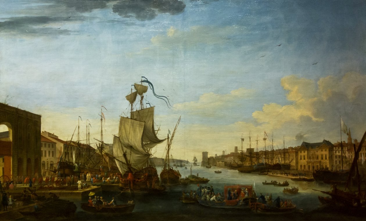 Einschiffung des Expeditionskorps von Menorca im Hafen von Marseille unter dem Befehl des Herzogs von Richelieu von Jean-Joseph Kapeller