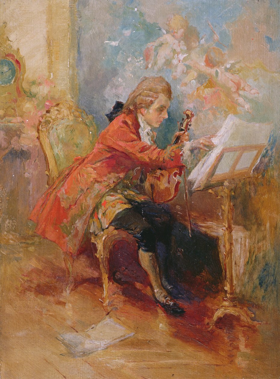 Mozart spelar fiol av Jean-Louis Ernest Meissonier