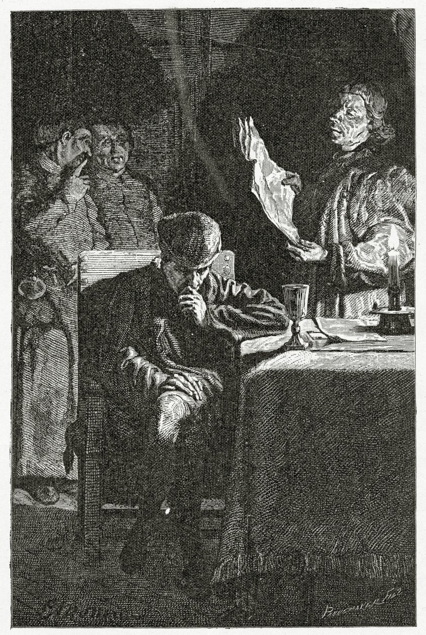 illustration av Ludvig XI vid Bastiljen, 1800-talet (bw gravyr) av Jean Louis Ernest Meissonier
