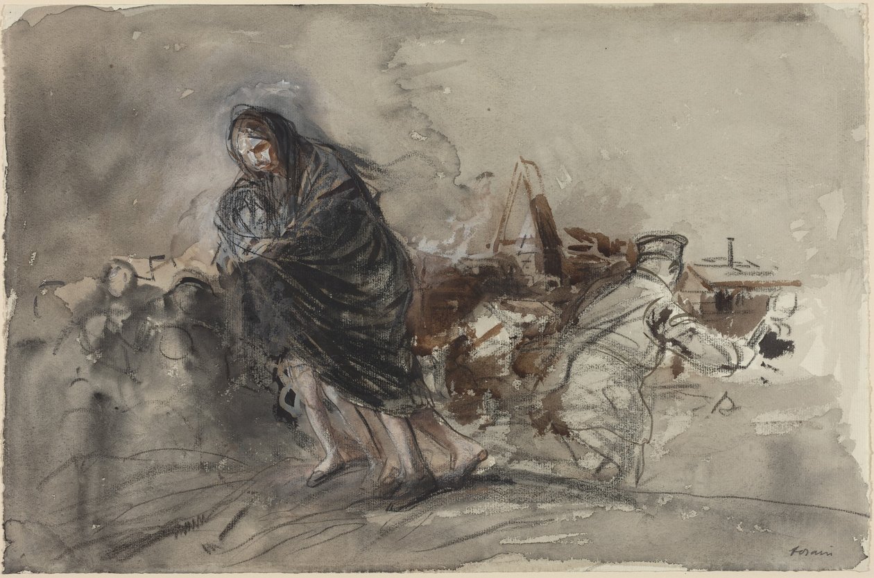 Efter Douai, troligen 1918 (akvarell) av Jean-Louis & Caran D
