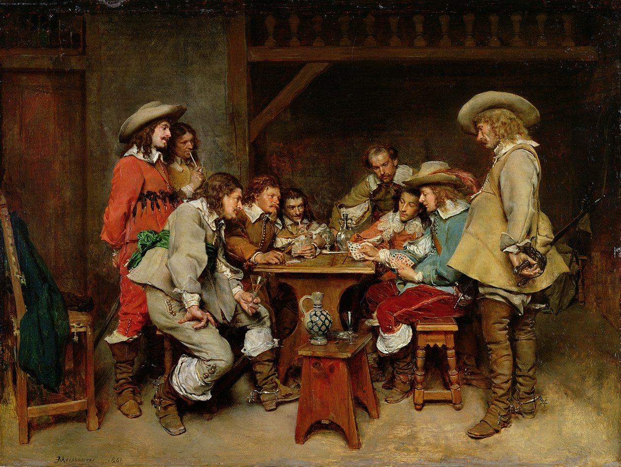 Oskyldiga och kortvässare: Ett spel om Piquet av Jean Louis Ernest (after) Meissonier