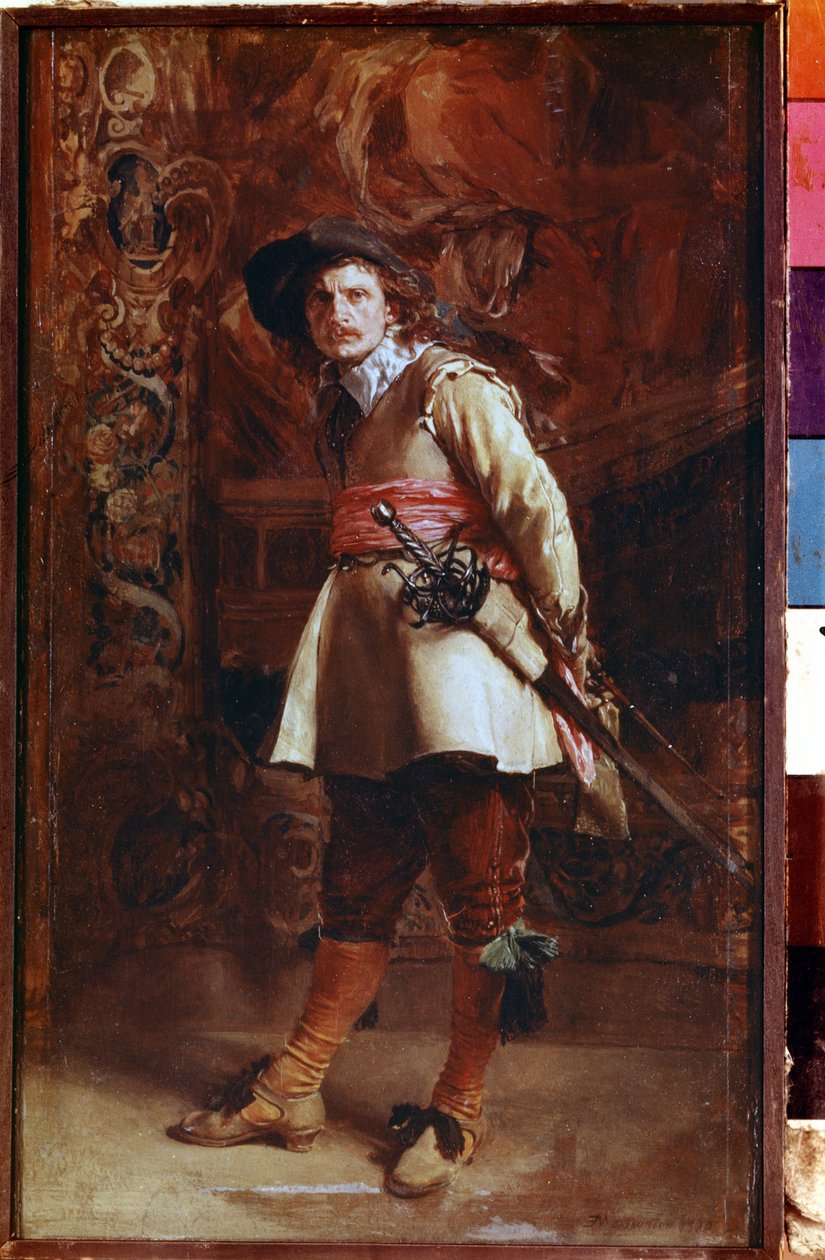 Musketör (En musketör). Målning av Ernest Jean Louis Meissonier (1815-1891) av Jean Louis Ernest Meissonier