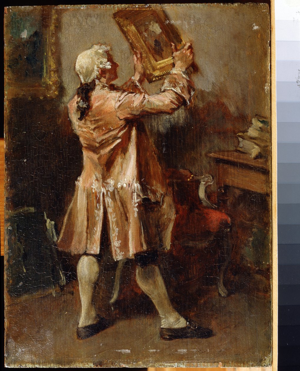 En målarälskare. (En målningsälskare). Målning av Ernest Jean Louis Meissonier (1815-1891). Olja på trä, fransk konst. Regionalt konstmuseum, Chernigov av Jean Louis Ernest Meissonier