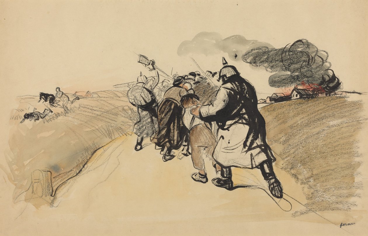 Tysk räd mot en by av Jean-Louis Forain