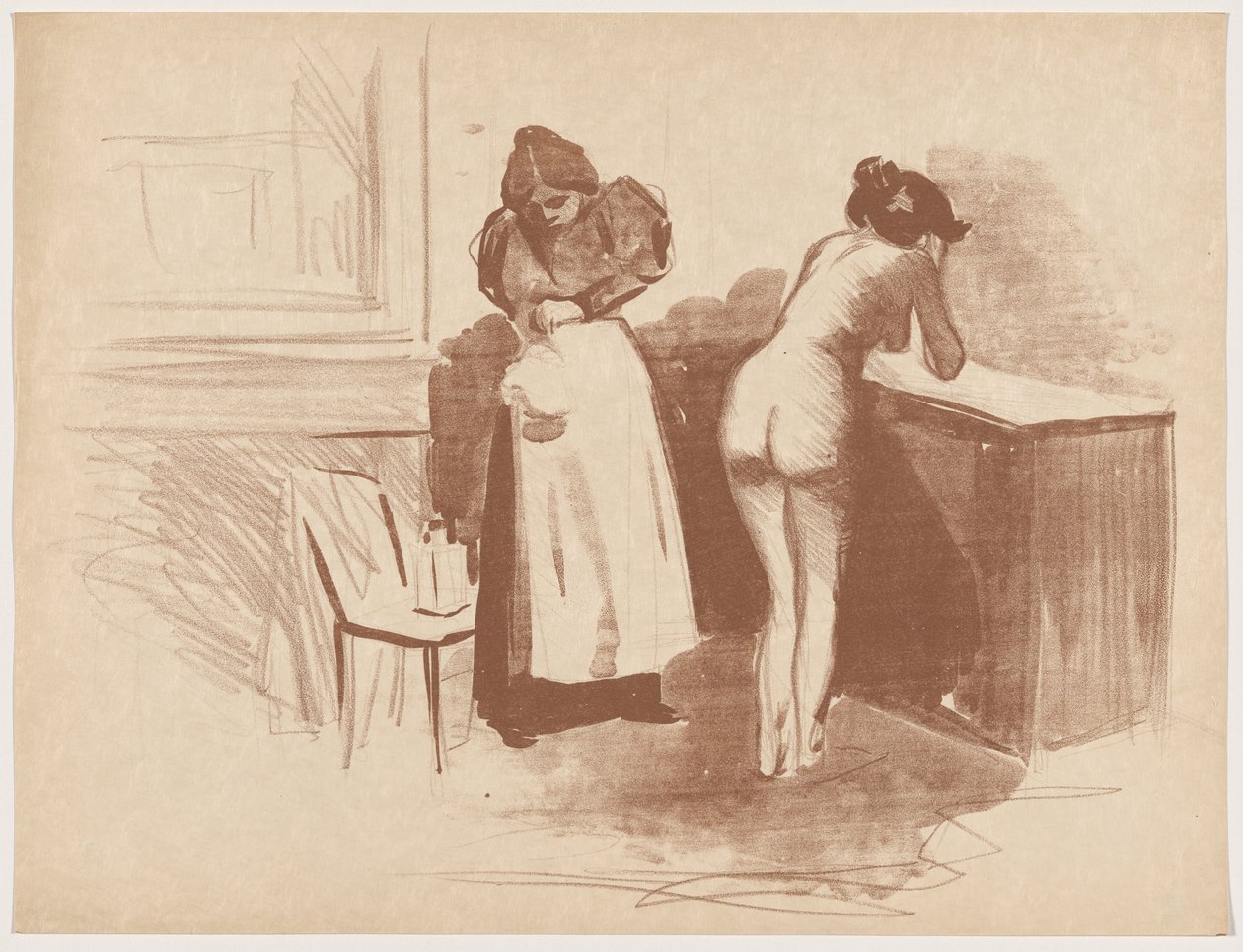 Friktion med en handsk av hästhår (Massage med en handsk av grovt hår) av Jean-Louis Forain