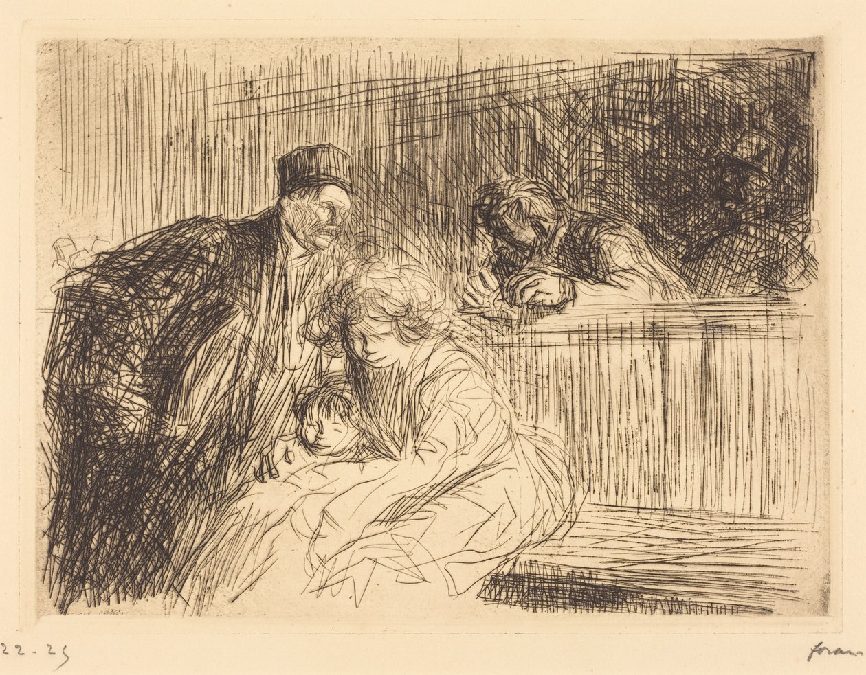 Advokaten talar med den åtalade (andra planschen) av Jean-Louis Forain