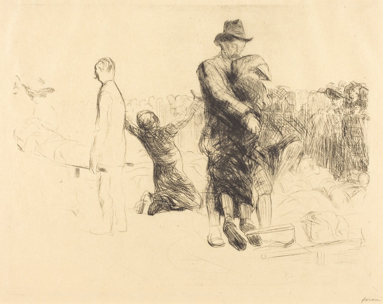 Lourdes, transport av förlamade (Lourdes, Transport of the Paralyzed) av Jean-Louis Forain