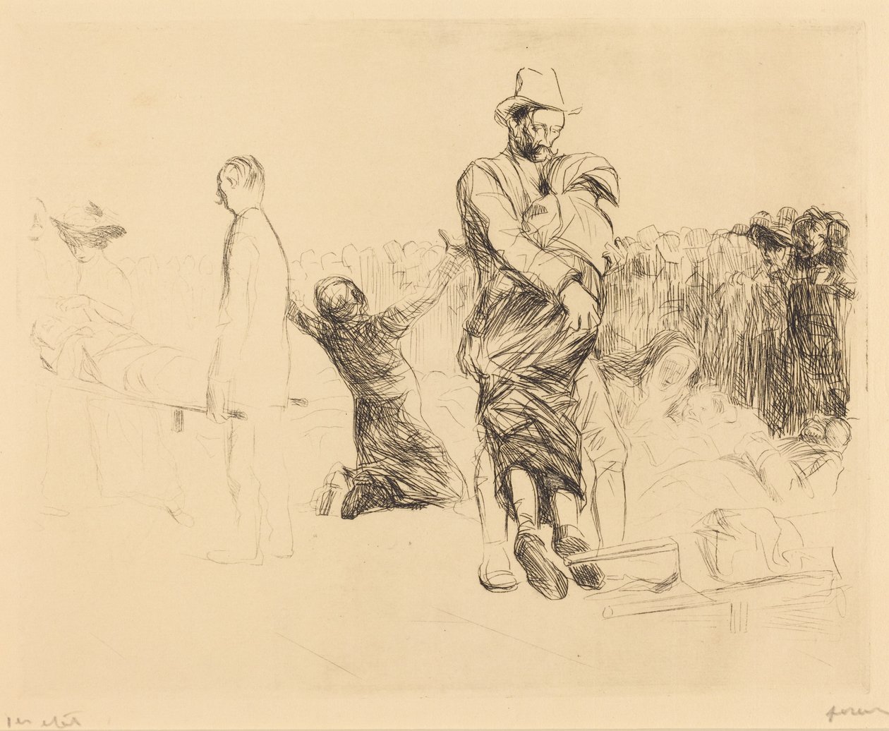 Lourdes, transport av förlamade (Lourdes, Transport of the Paralyzed) av Jean-Louis Forain