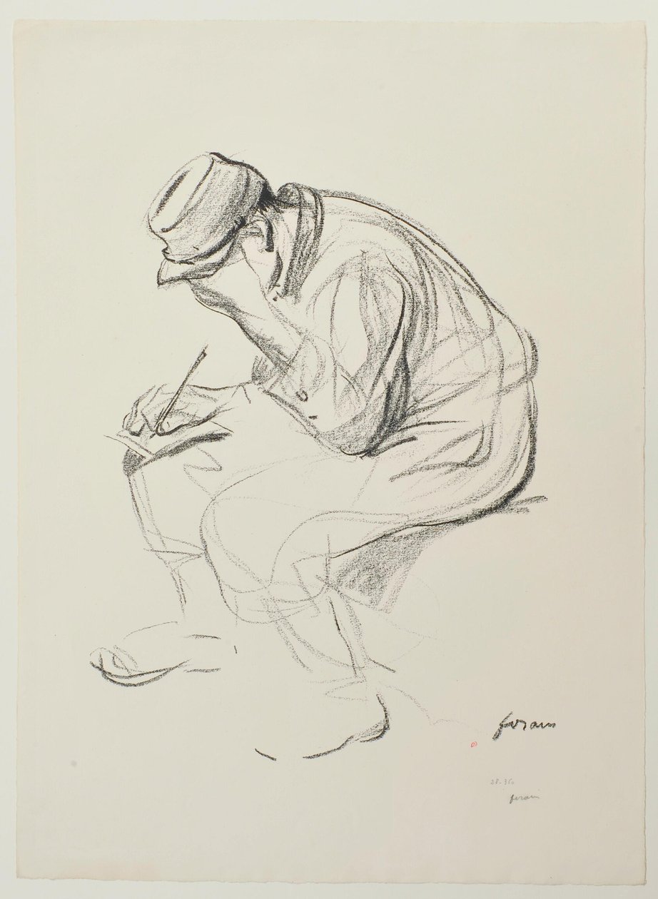 [Soldat som sitter och skriver] av Jean-Louis Forain