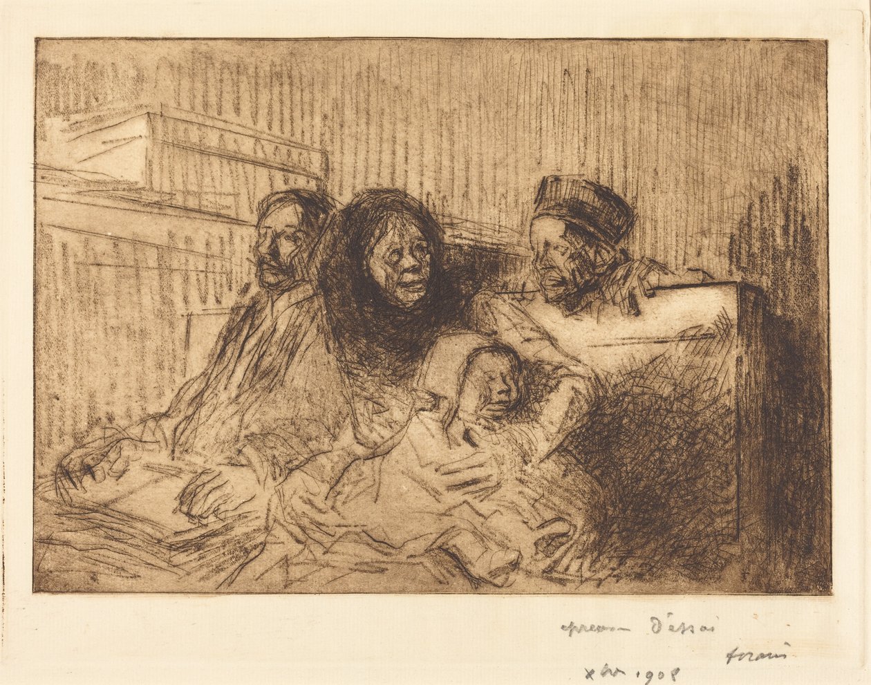 Vittnen vid förhandlingen (2:a tavlan) (Evidence at the Hearing) (second plate) av Jean-Louis Forain
