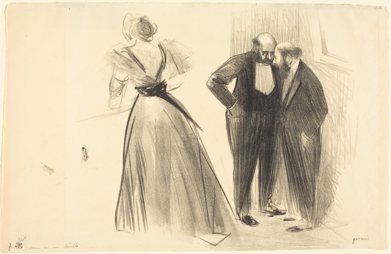 Tre teckningar på ett ark av Jean-Louis Forain