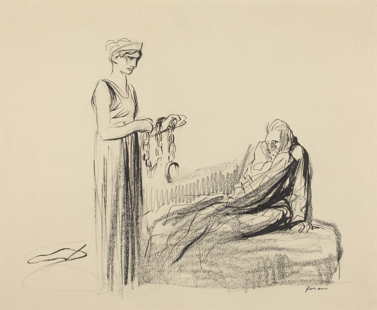 a) Bojor (framsida); b) Flera figurer (baksida) av Jean-Louis Forain