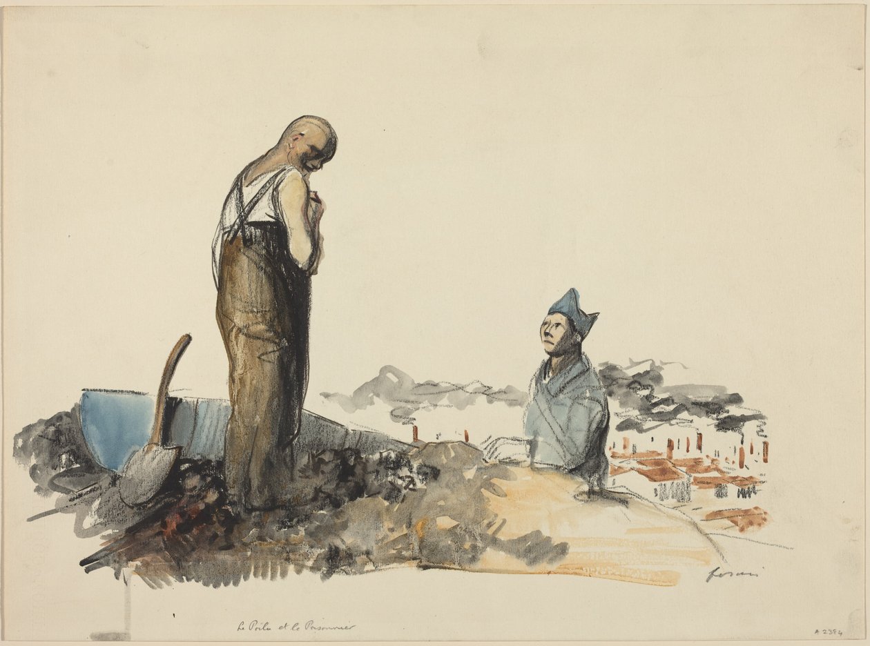 a) Le Poilu et Prisonnier (Poilu och fången) (framsidan); b) Studie av en fånge (baksidan) av Jean-Louis Forain