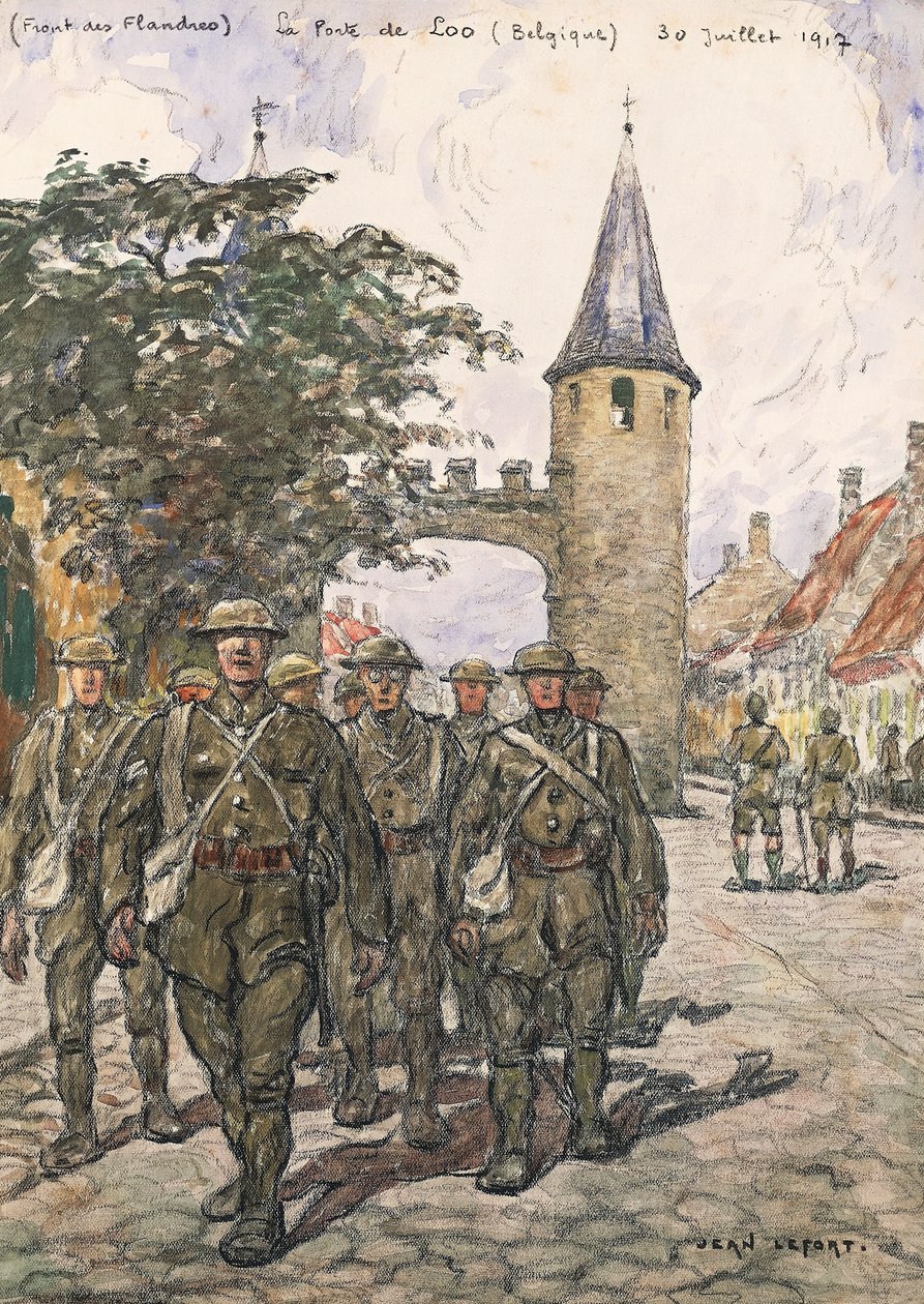 Flandernfronten, porten till Loo (Belgien), 30 juli 1917 (akvarell på papper) av Jean Louis Lefort