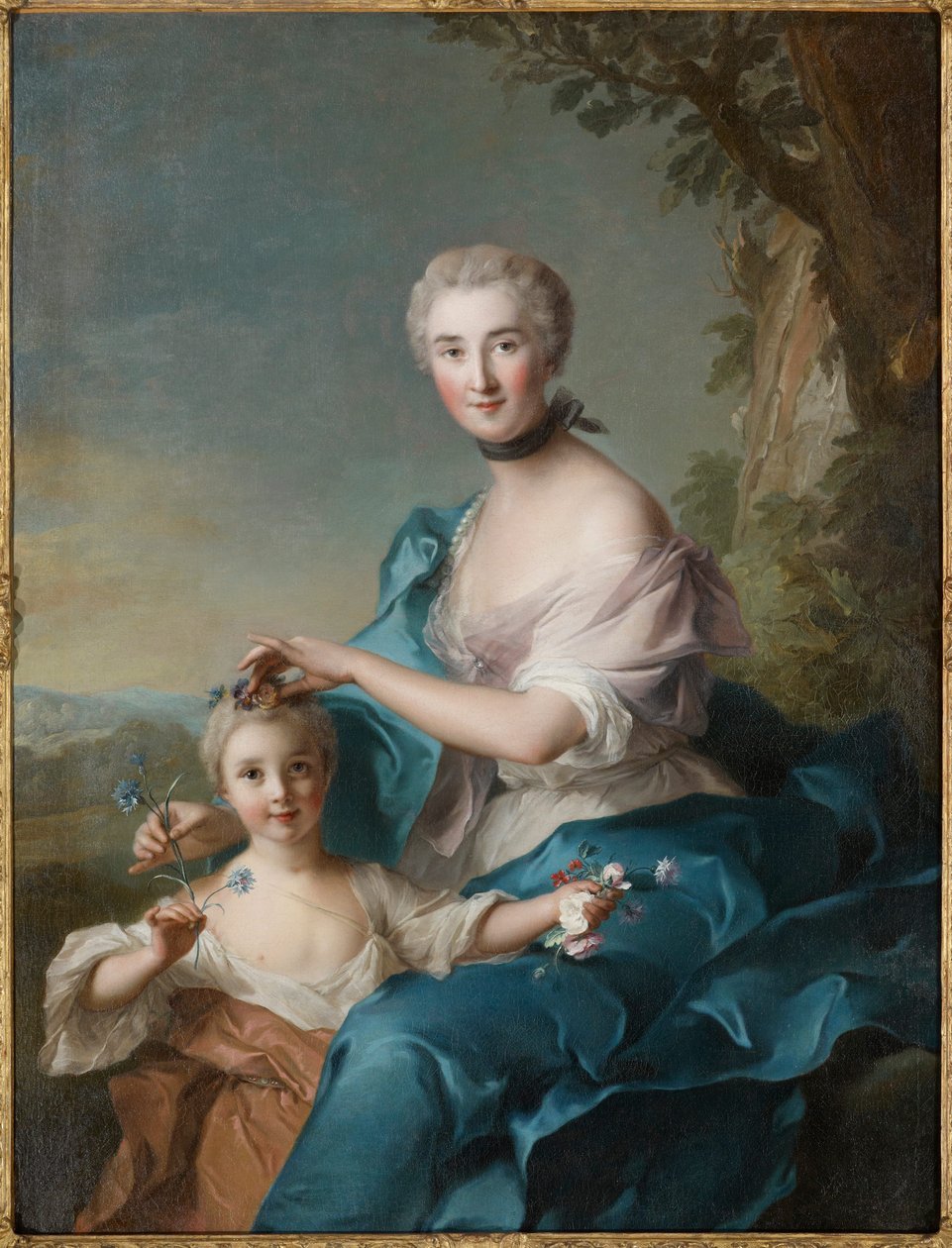 Porträtt av Madame Crozat de Thiers och hennes dotter av Jean-Marc Nattier