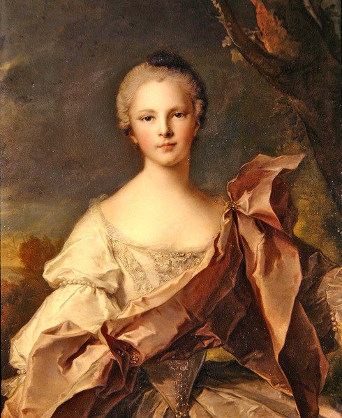 Porträtt av en dam (olja på duk) av Jean Marc Nattier