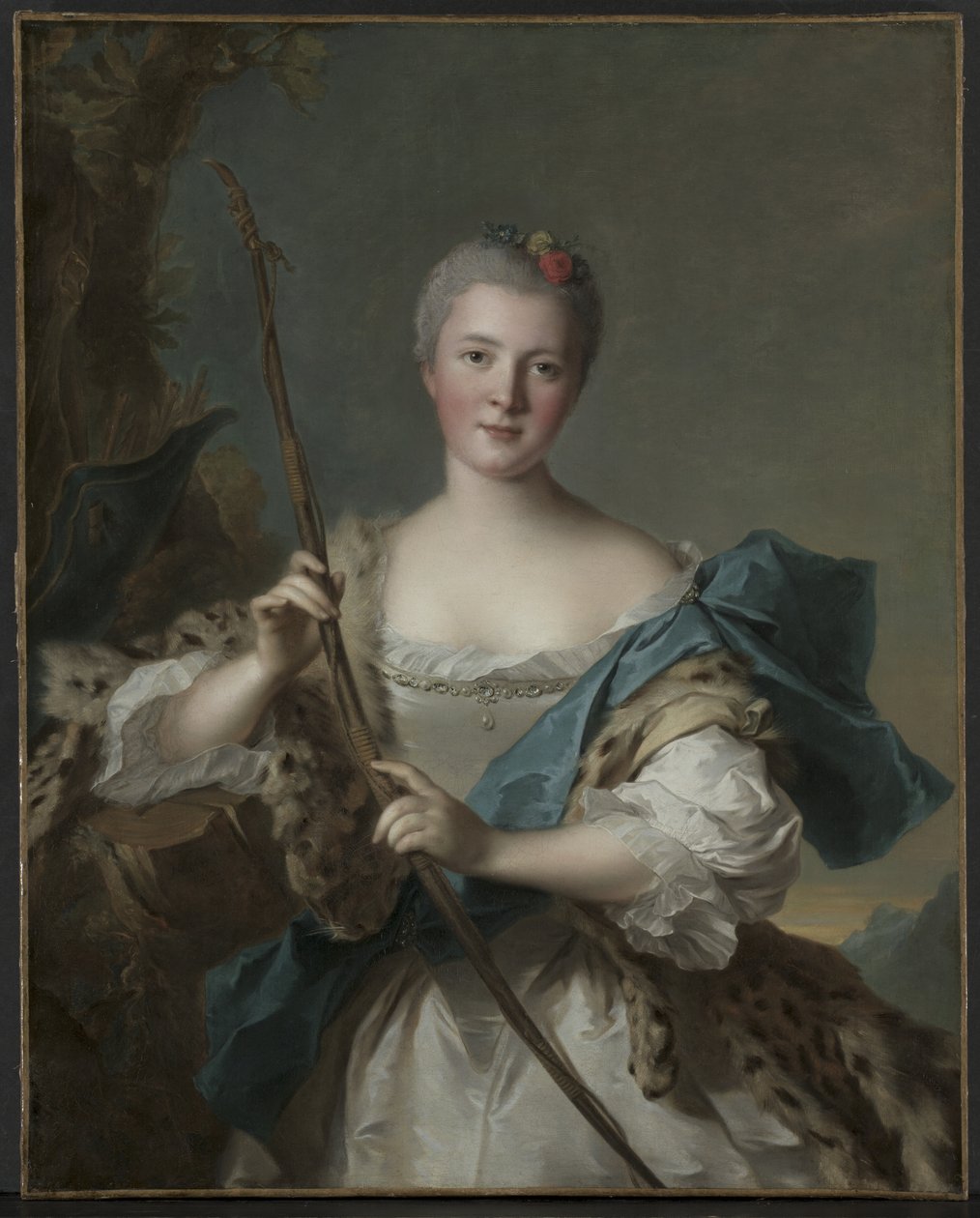 Porträtt av en kvinna som Diana av Jean-Marc Nattier
