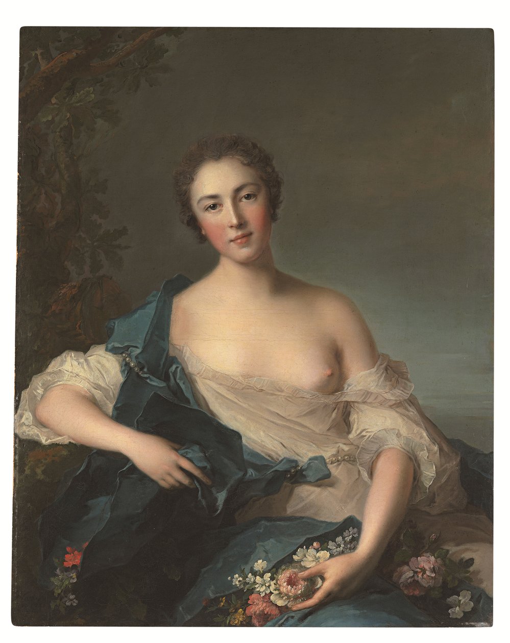 Porträtt av en kvinna som Flora av Jean Marc Nattier