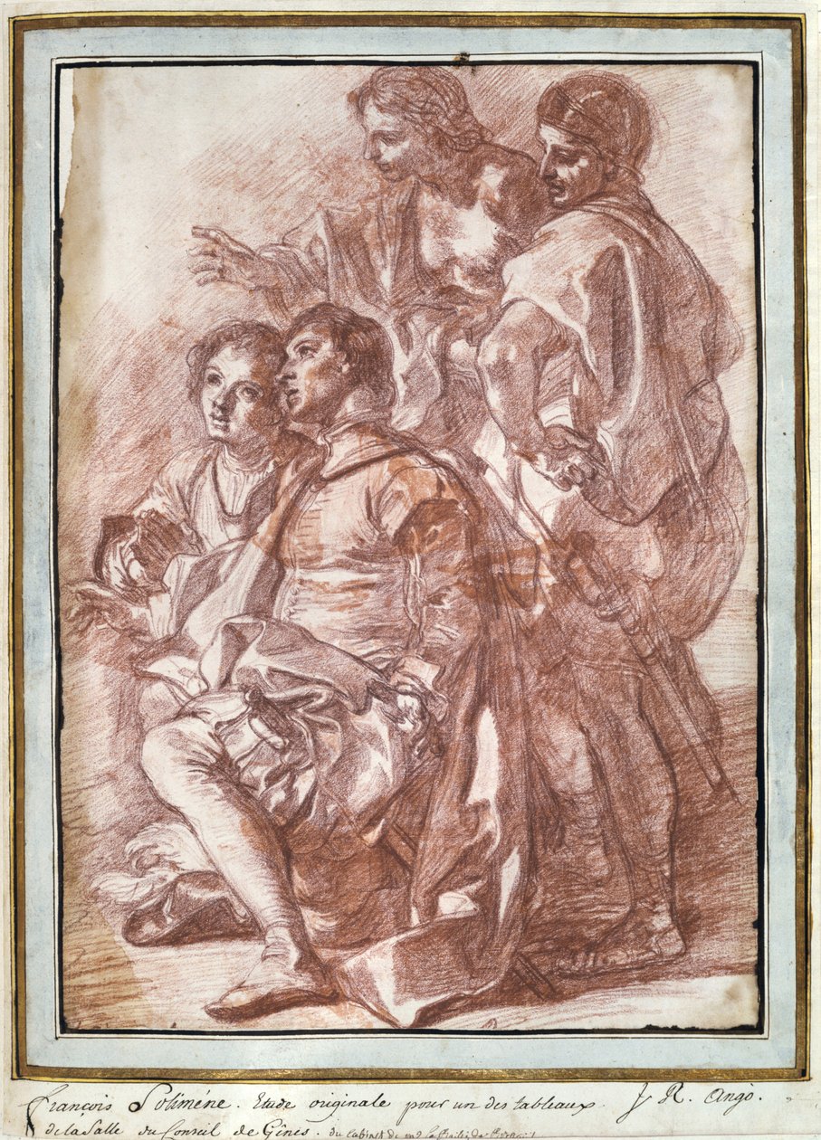 Christopher Columbus landar i Amerika 1494 (röd krita) av Jean Robert Ango