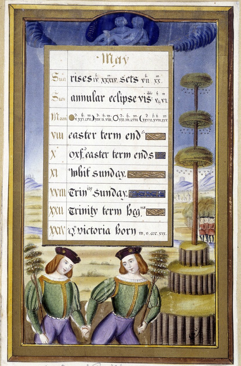Maj: Majträd (Gemeaux) - faksimil av Anne av Bretagnes timmar, av Jean Bourdichon av Jean (after) Bourdichon