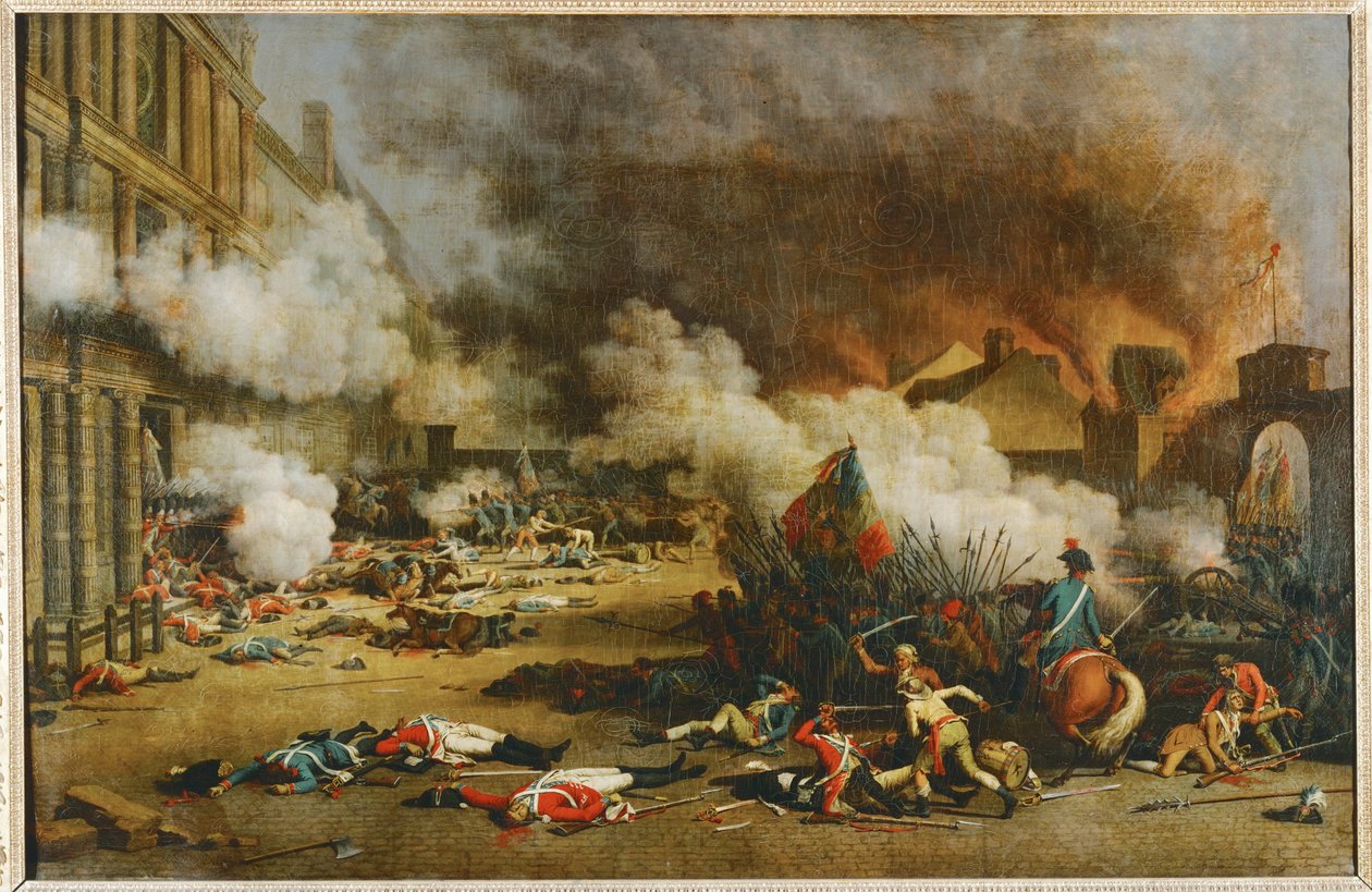 Stormningen av Palais des Tuileries ... av Jean (after) Duplessis-Bertaux