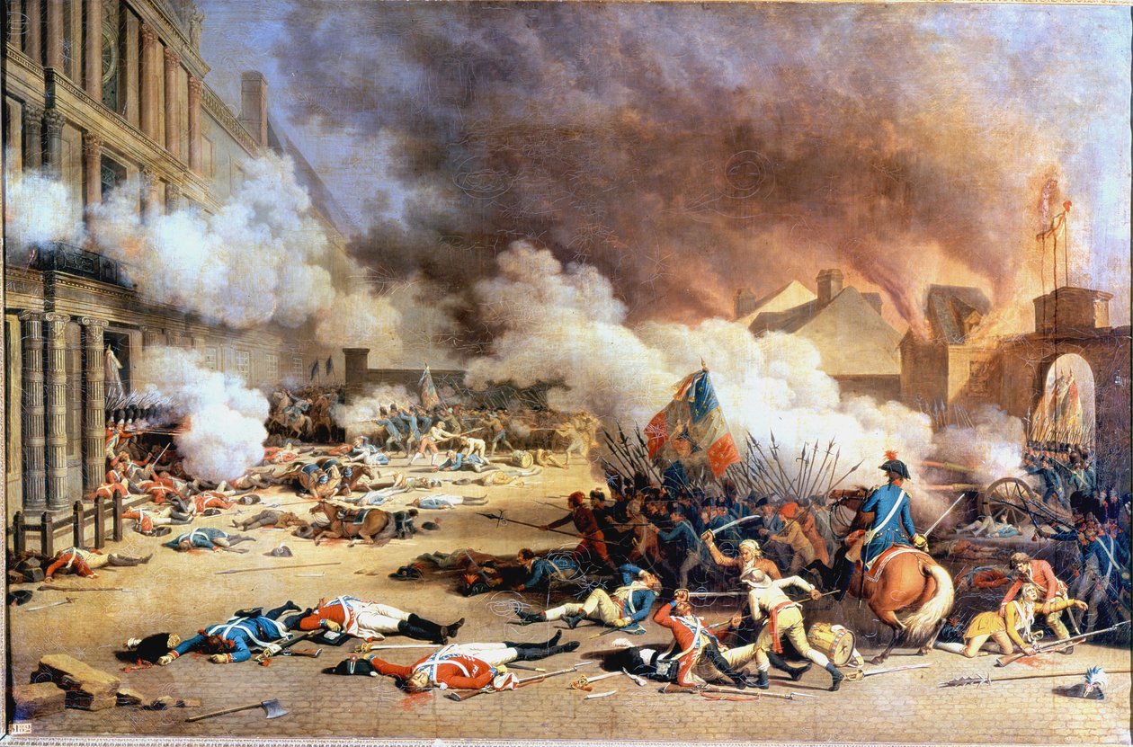 Taget från Palais des Tuileries, karusellens innergård, 10 augusti av Jean (after) Duplessis Bertaux