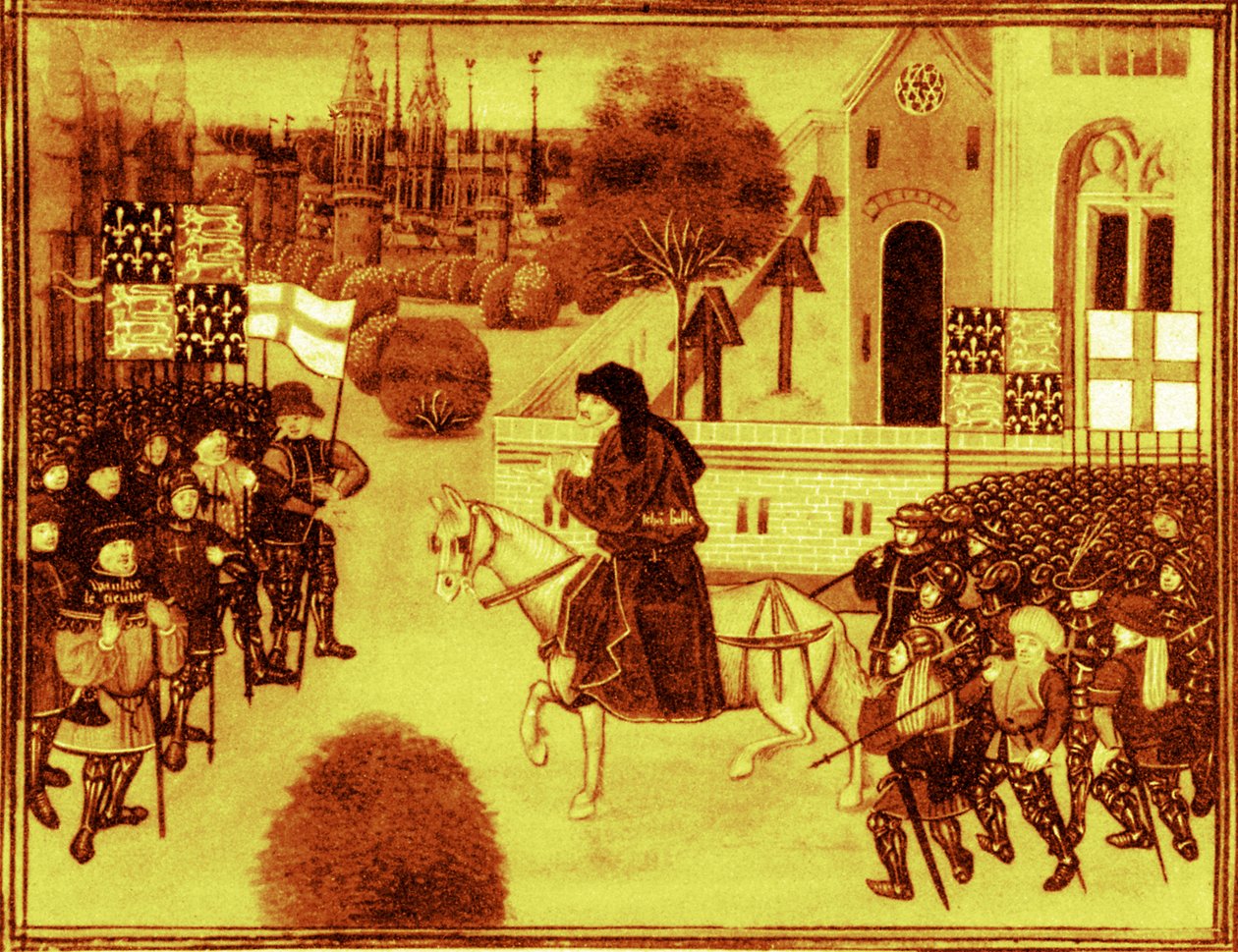 John Balls predikan till bönderna, illumination till Jean Froissarts krönikor (1300-talet). av Jean (after) Froissart