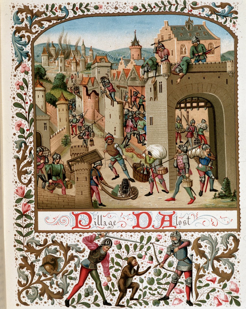 Plundring av Aalst (flamländska Belgien), medeltid av Jean (after) Froissart