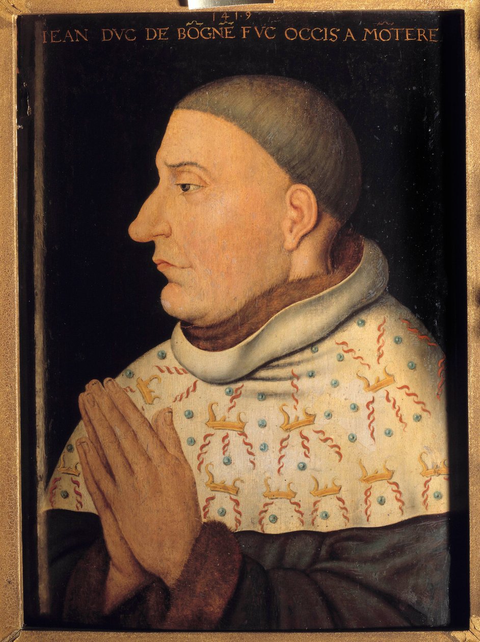 Porträtt av Jean utan rädsla, hertig av Bourgogne (1371-1419) Målning tillskriven Jean Malouel (aktiv mellan 1397-1415) av Jean (attr. to) Malouel or Maelwael