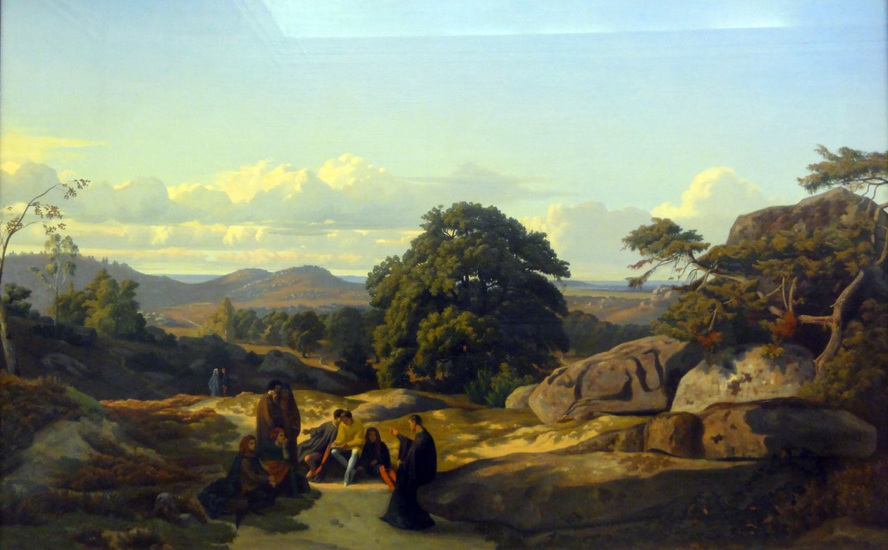 Abaelard pratar med sina elever i närheten av Melun av Jean Achille Benouville