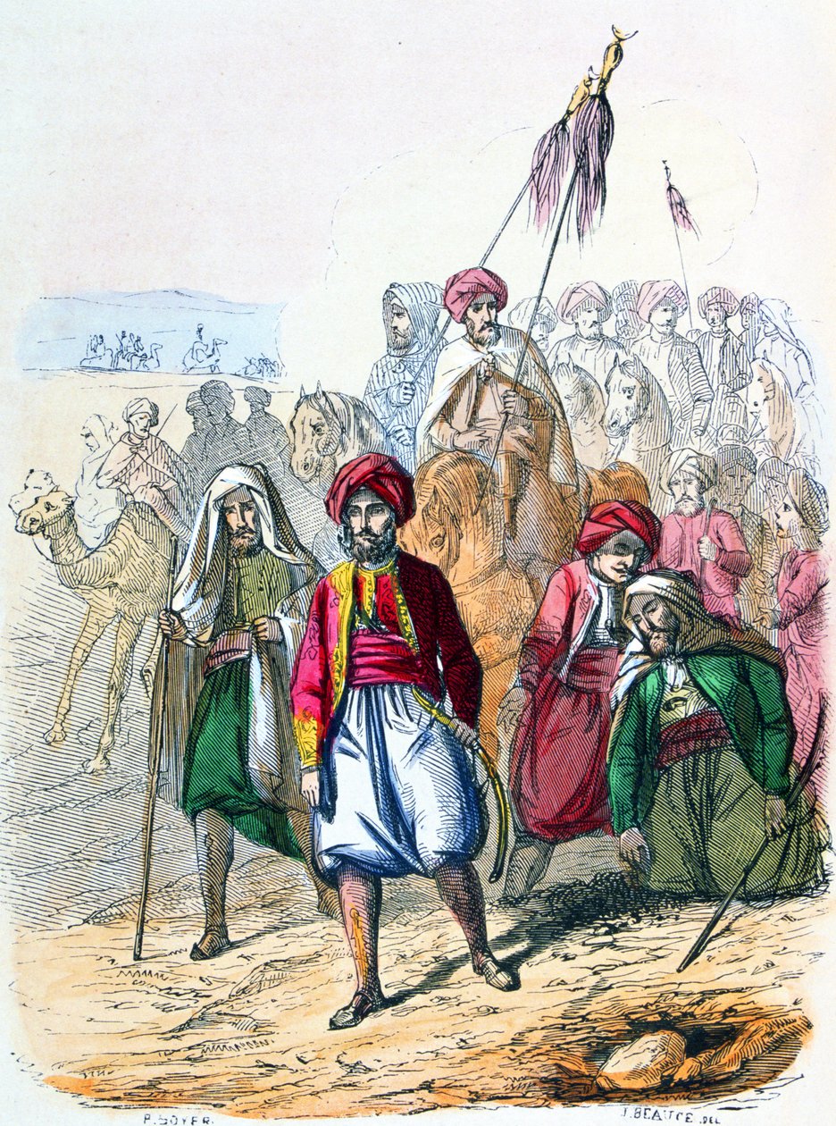 Ibrahim Pasha (1789-1848) till fots med sina trupper under fälttåget mot wahhabiterna av Jean Adolphe Beauce