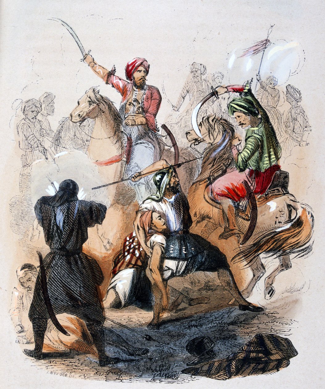Ibrahim Pasha (1789-1848) på slagfältet under fälttåget mot wahhabiterna av Jean Adolphe Beauce