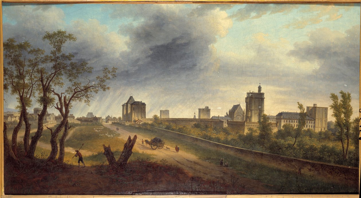 Utsikt över slottet i Vincennes Målning av Adrien Guignet (1816-1854) av Jean Adrien Guignet
