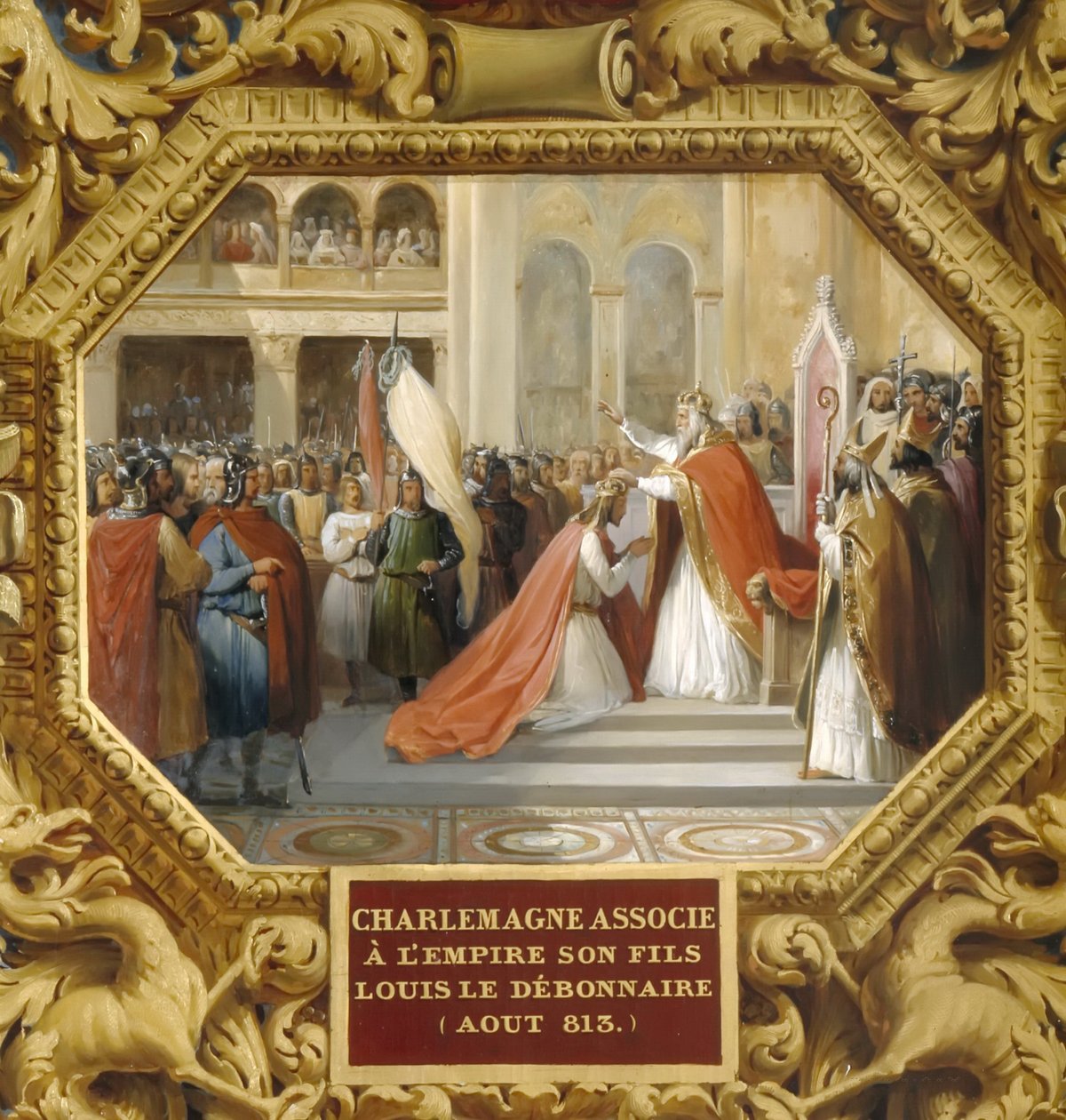 Karl den Store kröner sin son Ludvig den fromme 813 av Jean Alaux