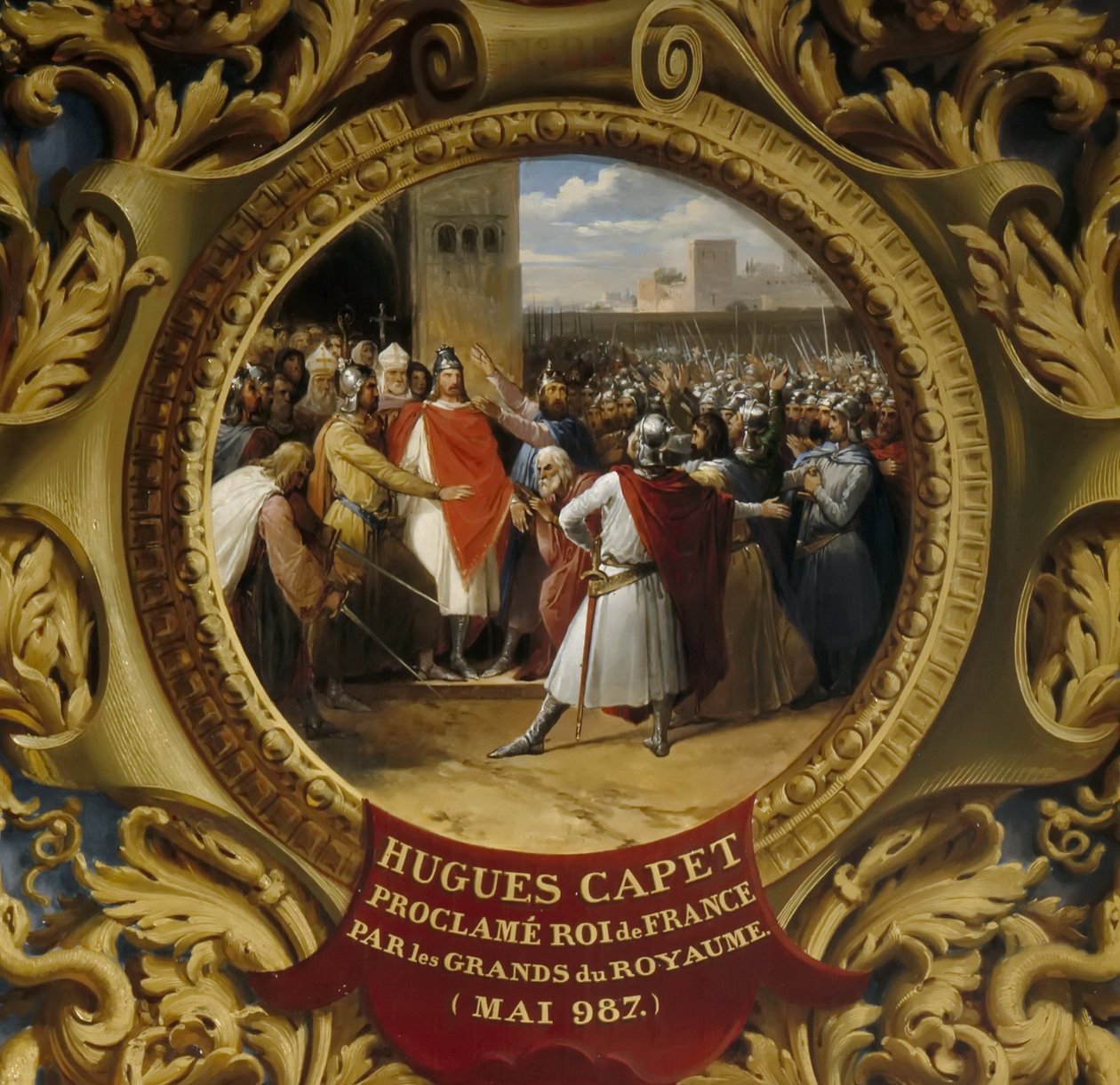 Hugh Capet utropades till kung av adelsmännen i maj 987 av Jean Alaux