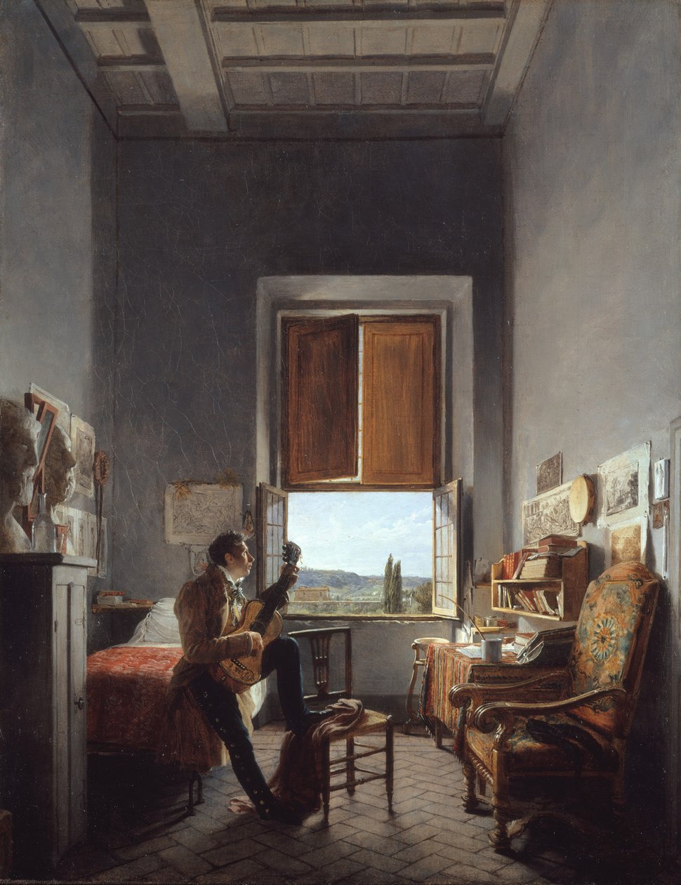 Léon Pallière 1787-1820 i hans rum i Villa Medici, Rom, 1817. av Jean Alaux
