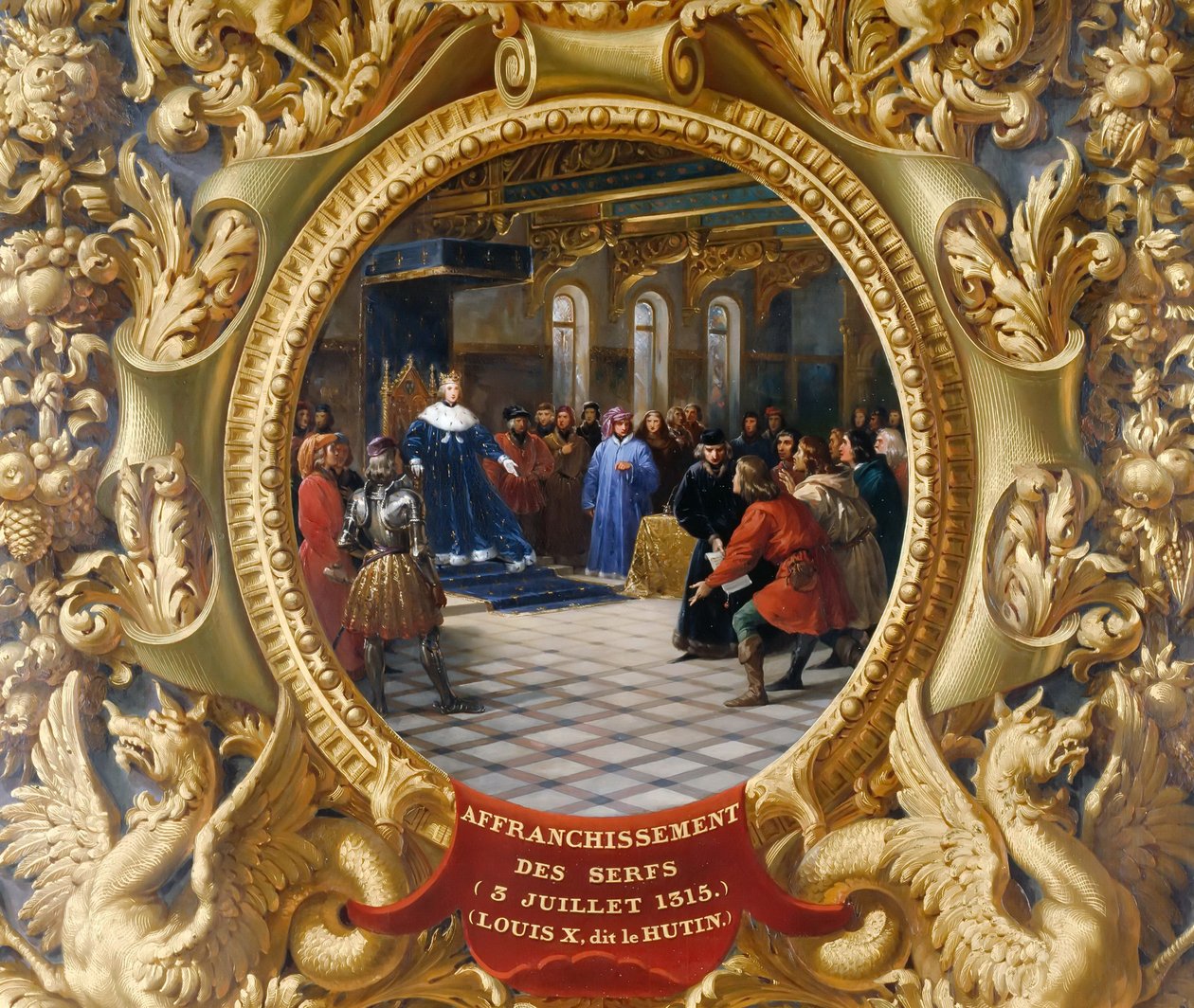 Ludvig X den busiga emanciperar de livegna 1315 av Jean Alaux