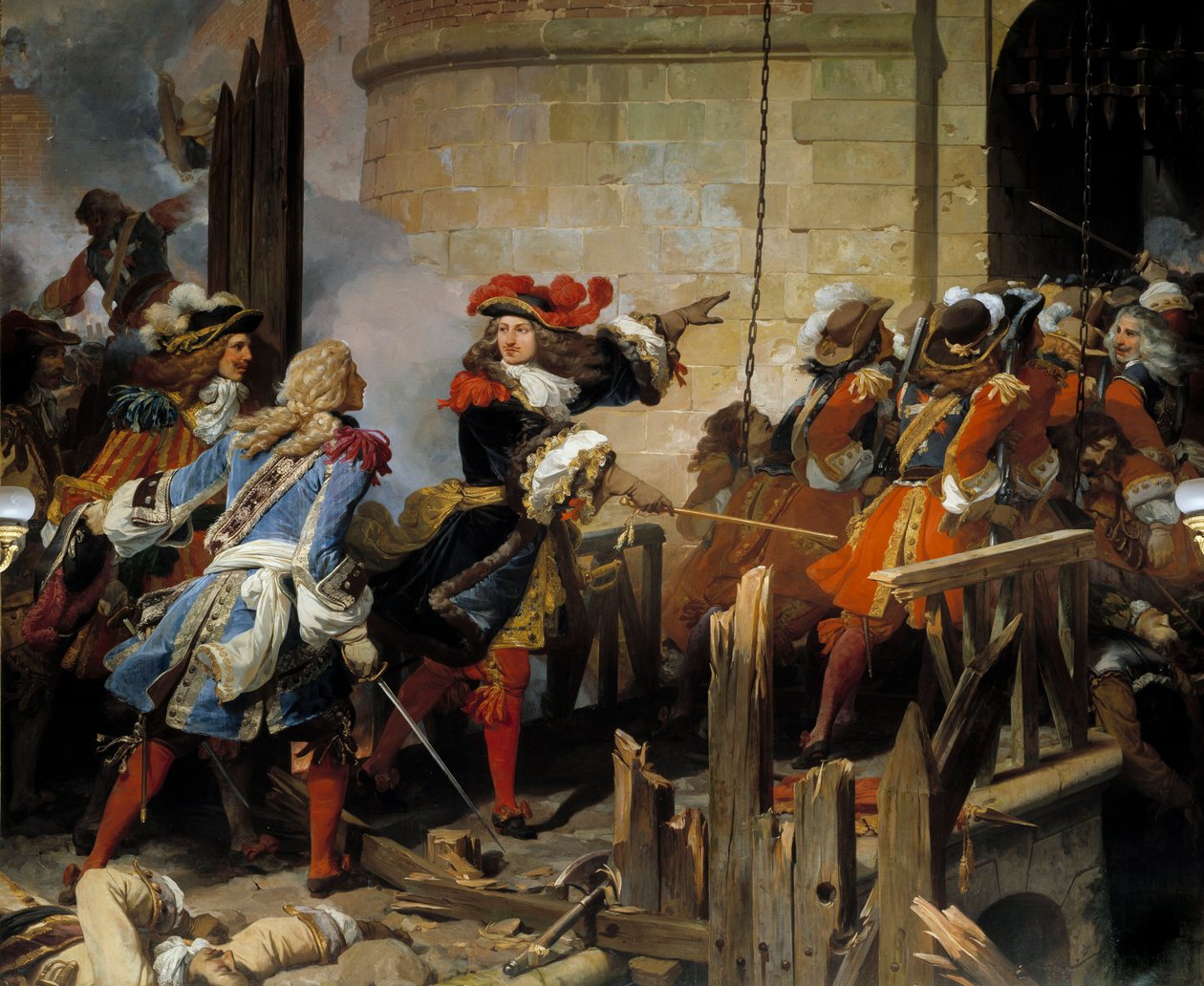 Valenciennes stormades av Ludvig XIV (1638-1715) den 17/03/1677 leder Vauban de militära operationerna. Målning av Jean Alaux dit le Romain (1786-1864) 1837 sön. 4,15x4,65 m - Valenciennes stormades av Ludvig XIV (1638-1715) den 17 mars 1677. Vauban leder  av Jean Alaux