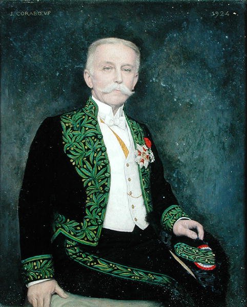 Porträtt av Rene Bazin (1853-1932) 1924 (olja på duk) av Jean Alexandre Coraboeuf