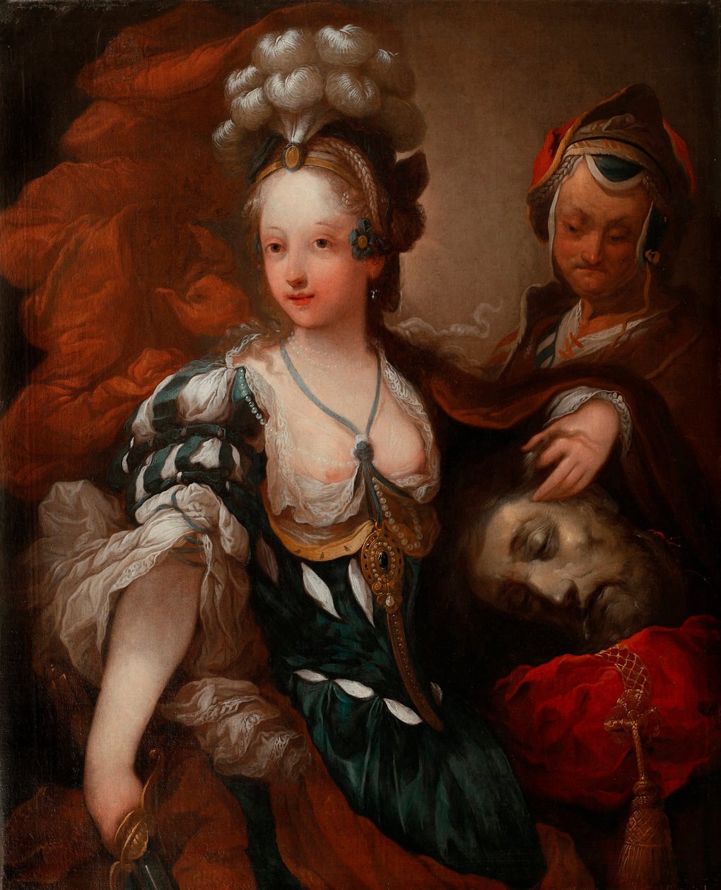 Judith med huvudet av Holofernes (Judith med huvudet av Holofernes) - Målning av Alexis Grimou (1678-1733), olja på duk, mitten av 1700-talet (88x72 cm) - Wilanow Palace Museum, Warszawa (Polen) av Jean Alexis Grimou