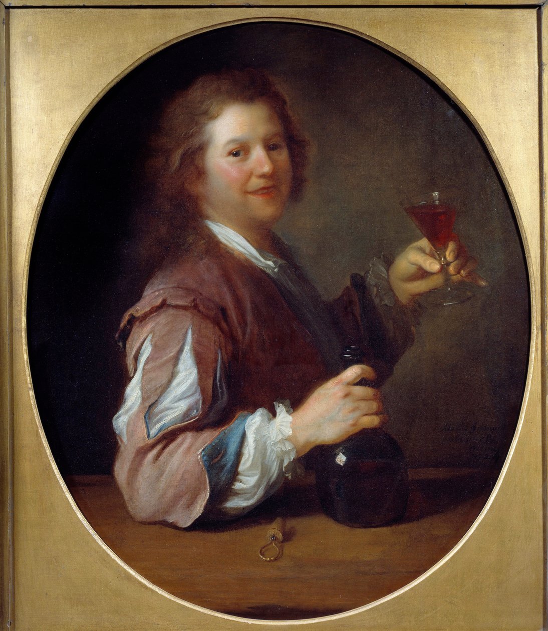 Porträtt av konstnären i drinker Målning av Jean Alexis Grimou (1680-1740) 1724 Sön. 1x0,85 m av Jean Alexis Grimou