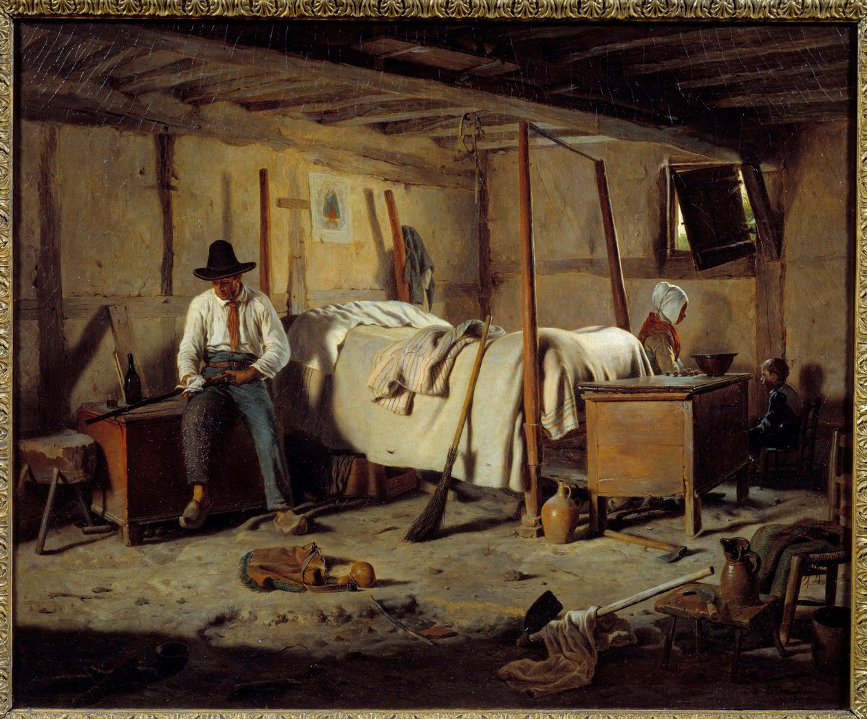 Tjuvskytten Målning av Jean Alphonse Roehn (1799-1864) 1850 Dim. 0,5x0,6 m av Jean Alphonse Roehn