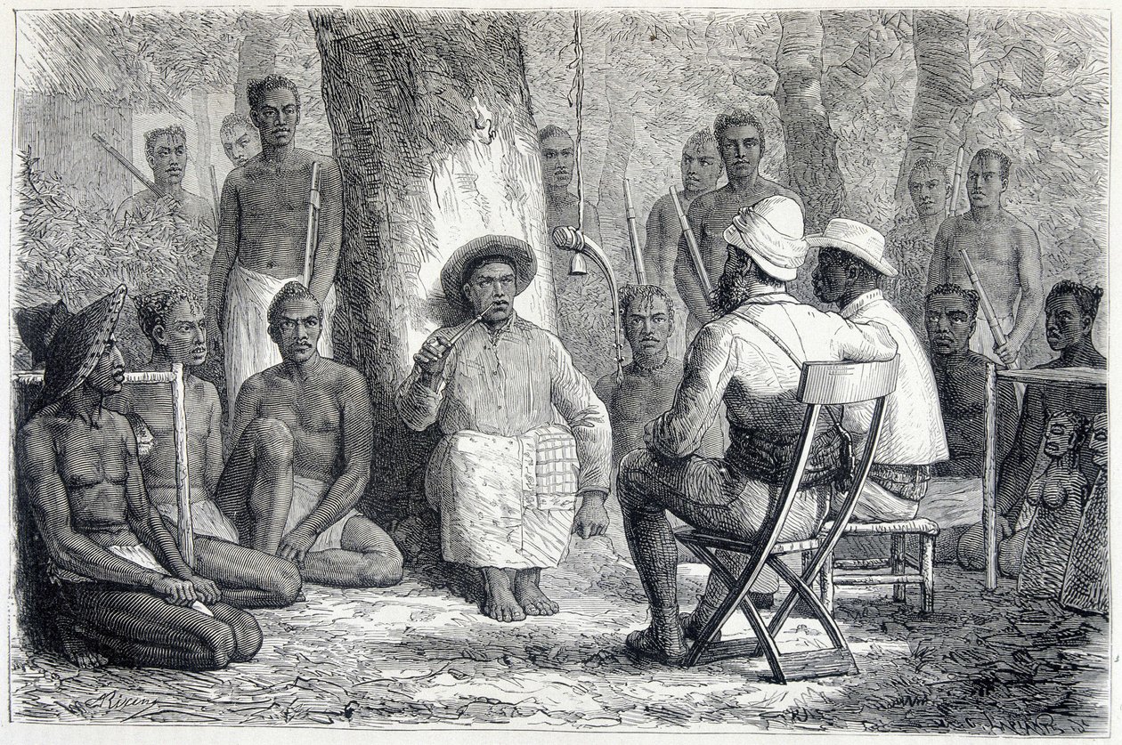 Cameron Expedition besök i Kattendé - i Around the World av Jean Andre Rixens