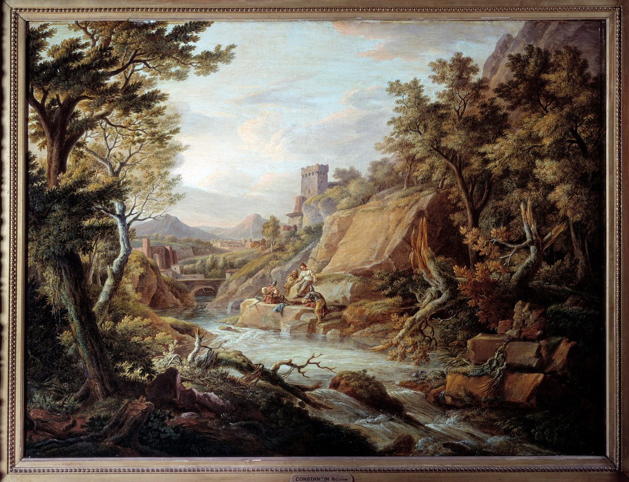 Landskap och flod. Målning av Jean Antoine Constantin av Jean Antoine Constantin
